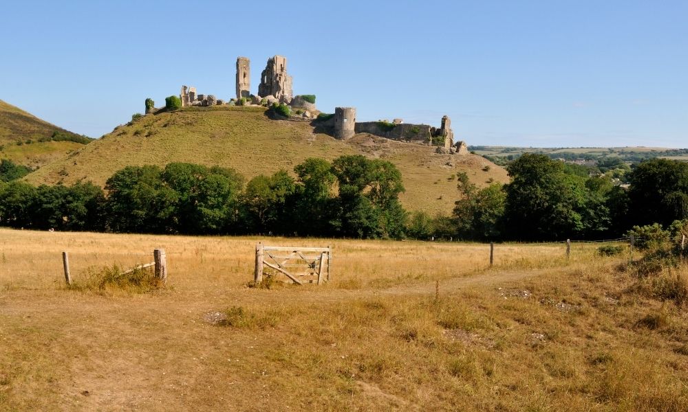 view across corfe castle