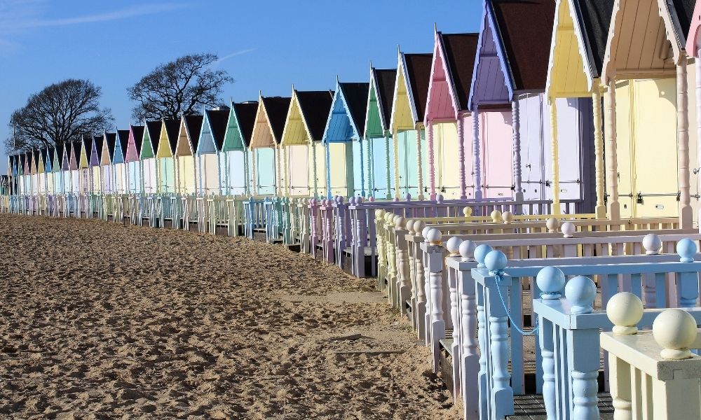 row of beach huts
