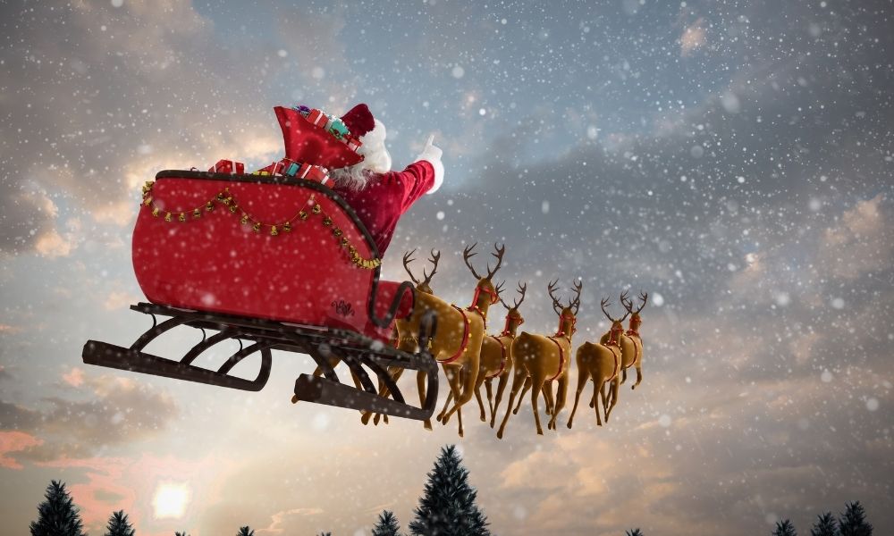 Santa on his sleigh