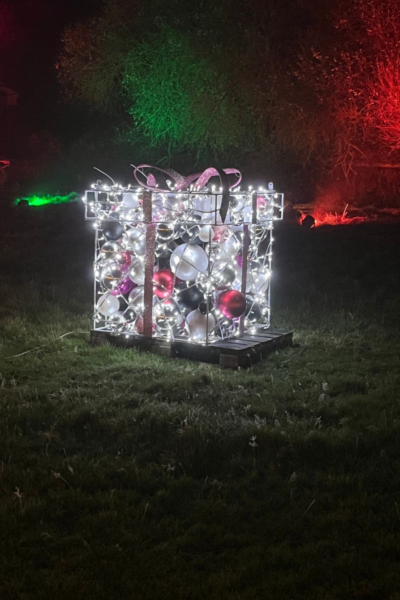 illuminated present at Nutley Farm