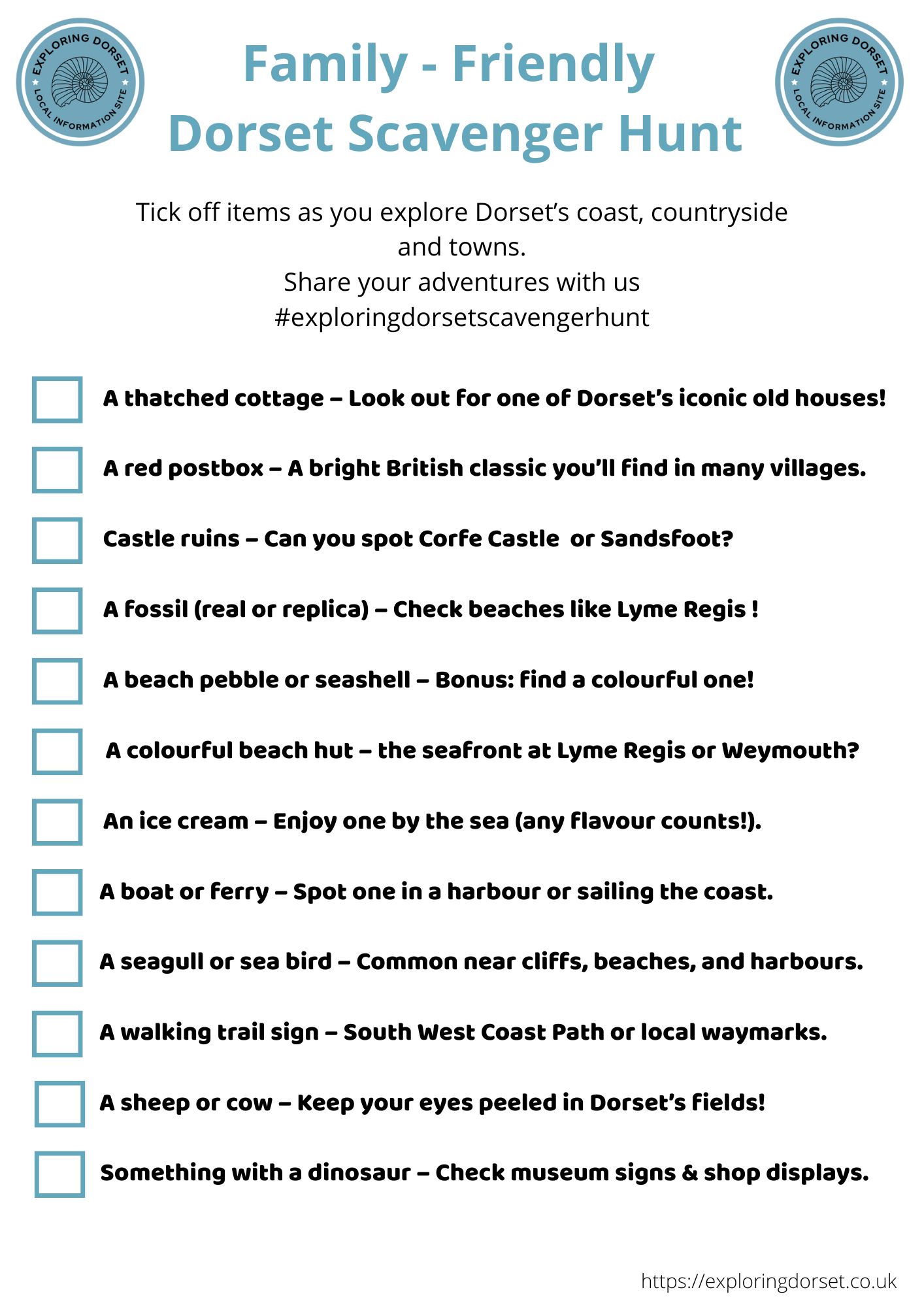 Family friendly Dorset scavenger hunt